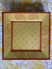 6 provenzalische Speiseteller Keramik Provence ocker Genevieve Lethu viereckig