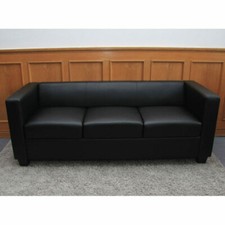 3er Sofa Lille, Couch Loungesofa, Leder schwarz