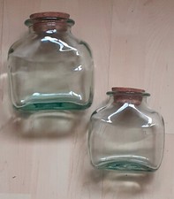 Gläser mit Korkverschluß,  Stück 13/13 cm; 15/15 cm