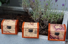 DEKO: 3 HOLZ Truhen Schatztruhen Schmuckkisten Sammelkisten Aufbewahrungskisten