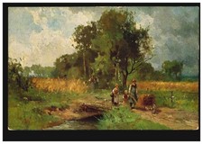 Künstler-AK Nach der Feldarbeit - Bauern auf dem Heimweg, MÜNCHEN 28.7.1910