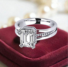 IGI Lab Created 2,25 ct Smaragdschliff 950 Platin Diamant Akzent Verlobungsring