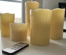 Kerzenset 5 Echtwachs-Kerzen mit LED und Fernbedienung
