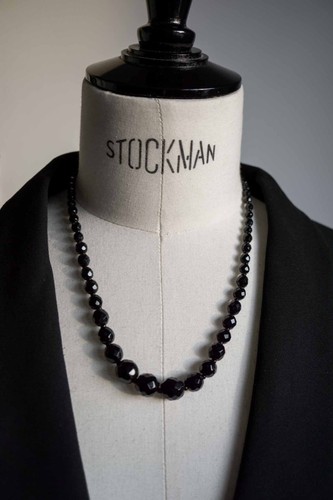 Vintage perlenkette gagat - vintage,
