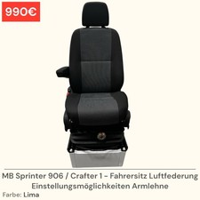 MB Sprinter 906 Fahrersitz Luftfederung Einstellungsmöglichkeiten Armlehne Lima