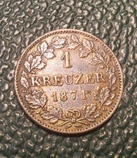 1 Kreuzer 1871 , Hessen - Darmstadt, Ludwig III. 1848 - 1877,