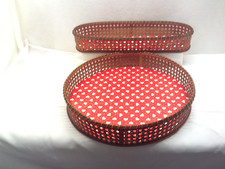 Serviertablatt Holz Tablett Rattan / Wiener Geflecht und ein Korb Vintage 2.tlg.