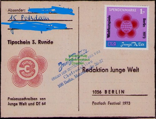 B25071 postkarte ddr 1973 - ddr,
