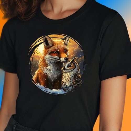 Frauen shirt fuchs und eule - t-shirt,