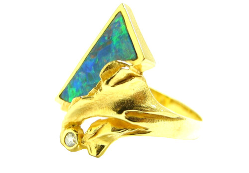 Damen edelopal diamant ring - damen,