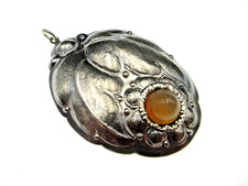 XL Jugendstil Edelstein Designer Anhänger 800 Silber Edelstein Vintage antik
