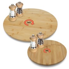 Bambus Servier Platte rund drehbar - 2 Größen - Käse Wurst Gewürz Dreh Teller