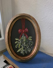 Acryl Bild Gemälde Mistelzweig,Malerei Kunst  HANDGEMALT, 17x22cm