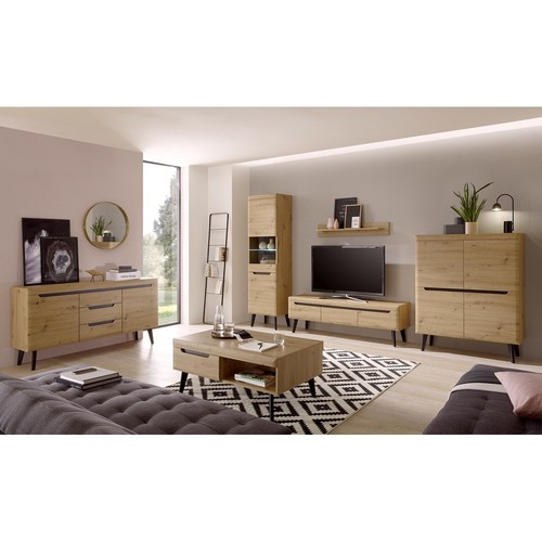 Wohnwand set eiche couchtisch - set,