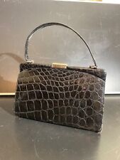 Schwarze Vintage Kroko Leder Henkeltasche Handtasche Tasche Damen Top Qualität