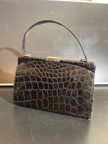 Schwarze vintage kroko - schwarze, leder
