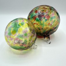 2 Stück Glas Kugeln Fensterkugeln Mehrfarbig Glaskunst Handgefertigt