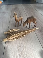 alte Erzgebirge Schnitzerei Pyramidenfiguren Spahnbäume Rehe von Oma