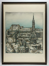 Farblitho Brigitta Heyduck Schwarzenbruck St. Lorenz Nürnberg signiert dat. 1976