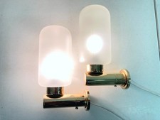 2 Wandlampen von Keuco aus vergoldetem Metall und Glas