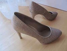 Glizer Schuhe Pumps Gold Glitter Weihnachten Silvester Party Gr. 39 NEU