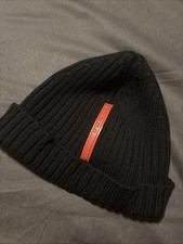 PRADA Vintage Beanie Schwarz Woll Mütze
