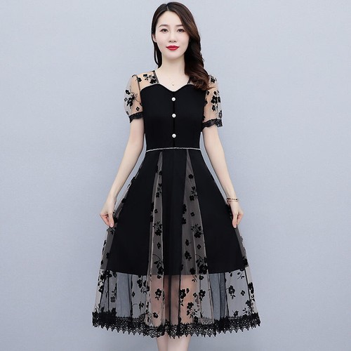 Damen netz abgestuft kleid - netz,