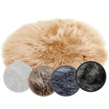 Sitzkissen Stuhl Echtfell 34x34cm rund Schaffell Sitzauflage Fellkissen Lammfell