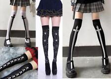 Hochwertige Stulpen halterlose Strümpfe Druck Gothic Punk Kostümzubehör Karneval