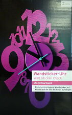 Wandsticker - Uhr Pink zum Aufkleben Wanduhr mit Quarzwerk Wandtatoo Uhr NEU 