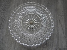 alte Kuchenplatte Pressglas Tortenplatte Glas alt Fuß versilbert Tortenständer