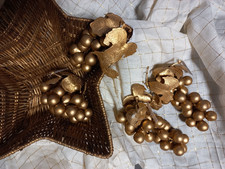 4 Weintrauben Rispe 23cm Gold künstliches Obst Deko Weihnachten