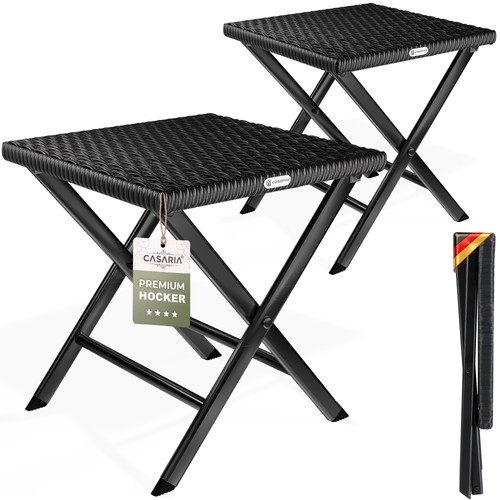 Polyrattan klapphocker 2er set - polyrattan,