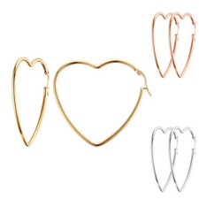 Creolen Herz 38 mm Edelstahl Farbwahl: Gold, Silber, Rosegold - Ohrringe 