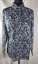 NEU, GINO LOMBARDI, BLAU-WEISS, BLUSE MIT BLUMENMUSTER, HEMDBLUSE, 1/1 ARM,GR 42