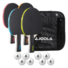 JOOLA Tischtennis Set Neon 4 Tischtennisschläger 8 TT Bälle Tasche  Ping Pong