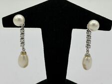 D203 Paar Perle Diamant Ohrringe Weiß-Gold 585 punziert ca. 0,28 ct #2