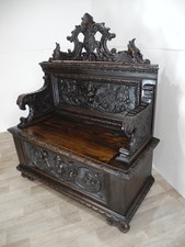 Kleine Gründerzeit Prunk Truhenbank  Renaissance Barock antik um 1880  Nr.622