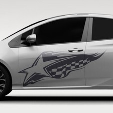 Aufkleber Set Stern Rennflagge Flammen Dekor Racing Auto Autoaufkleber #1377-130