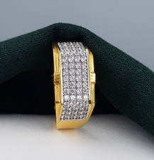 14K Gold Ring Funkelnder Rundschliff CZ Iced Out Look Verlobung Massiv Goldring