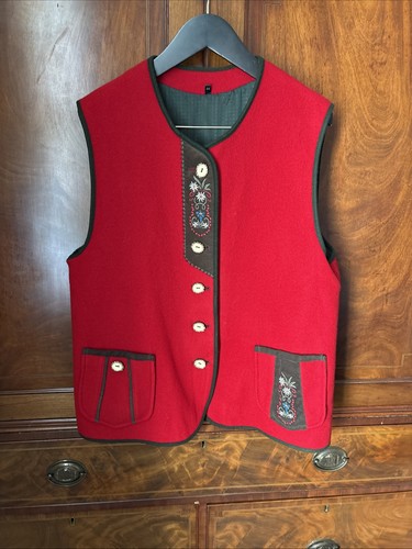 Vintage alpen wollweste rot - vintage,