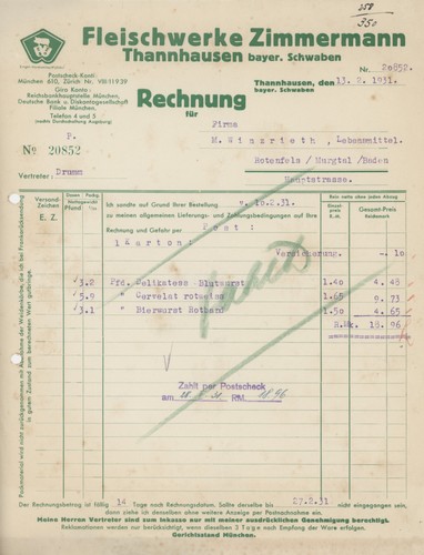 Rechnung thannhausen - rechnung,