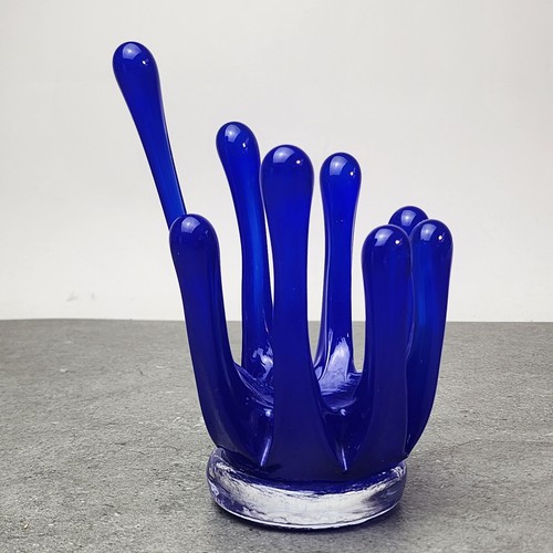 Kobaltblaue glas kronenschale - glas,