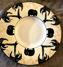 Porzellan - Schale - Elefanten, mit g e l b  Handarbeit,  Italien,  groß,  T O P