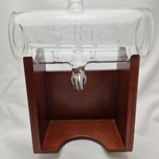 Whiskey Spender Karraffe Schiff In Flasche Mit Holz Sockel Buddelschiff Zapfhahn