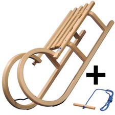Schlitten COLINT Holzschlitten Leine Holz Rodel 100 cm Hörnerschlitten Winter