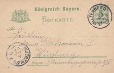 AD / BAYERN/Heimatbeleg  -Ganzsache MILTENBERG nach Würzburg 1902