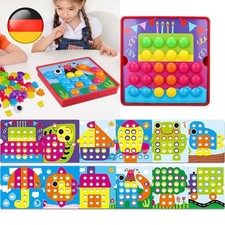 Mosaik Steckspiel 12 Bildkarten 50 bunten Steckknöpfe Montessori Spielzeug