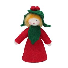 Jahreszeitentisch Waldorf-Püppchen - Stechpalmenbeerenprinz 1-  kleine Filzpuppe