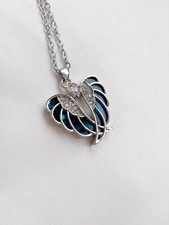 Wunderschöner Anhänger Engelsflügel Abalone Shell & Kette m. Strasssteinen *Neu*